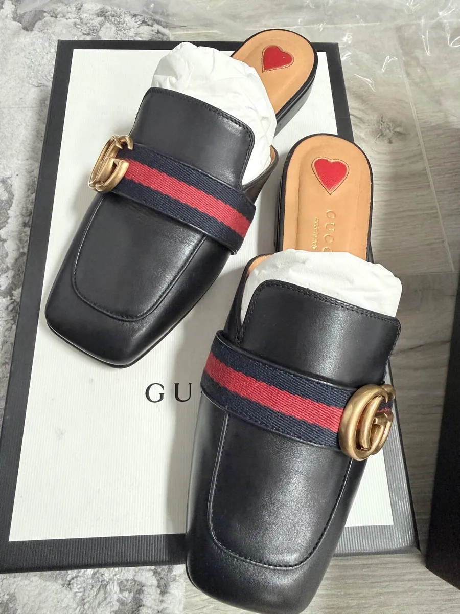 Gucci GG Slides – Black Leather (Size 35.5) - Image 4