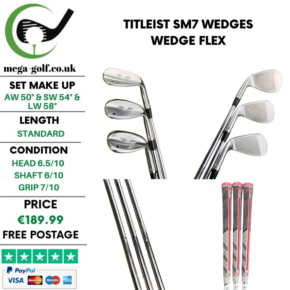 Titleist SM7 Wedges Aw 50° & Sw 54° & Lw 58° - Image 1