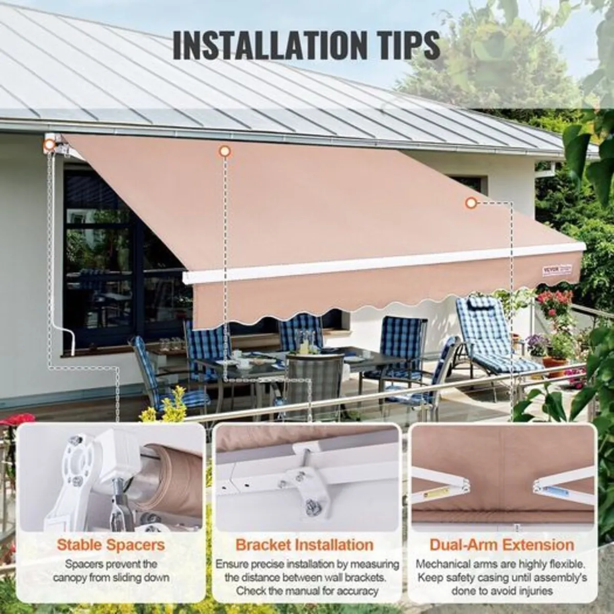 Manual Retractable Awning, 12 x 10 ft - Image 3