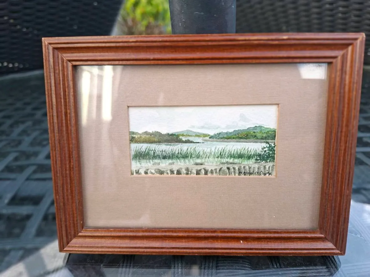 Nice pair Vintage Minature Watercolour Paintings - Image 2