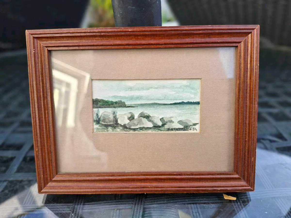 Nice pair Vintage Minature Watercolour Paintings - Image 4