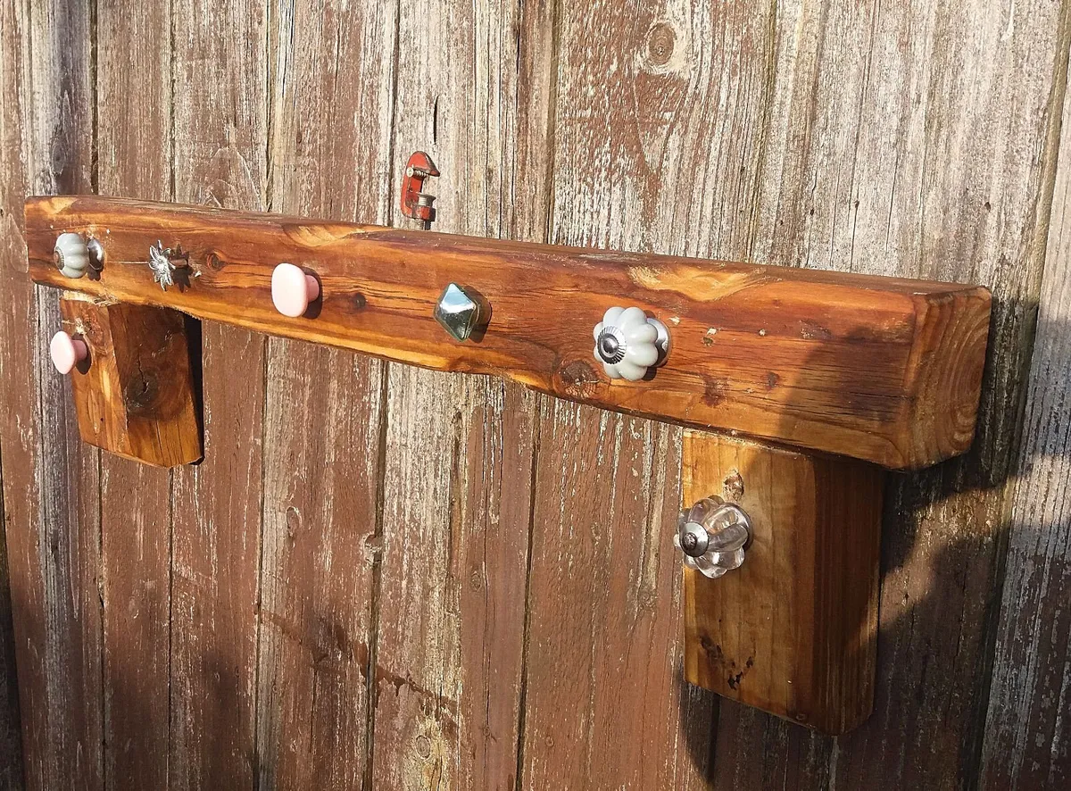Rustic Oak Beam Coat Rack / Mantle - Image 2