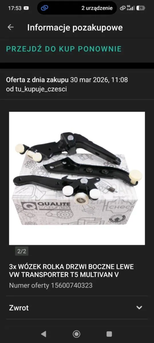 3x SLIDING DOOR ROLLER LEFT VW TRANSPORTER T5 MULT - Image 2