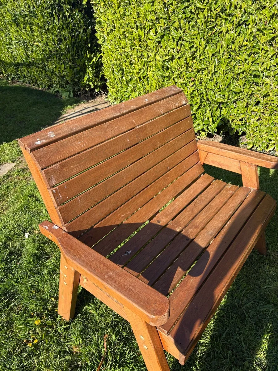Wooden outdoor table and chairs - Image 2