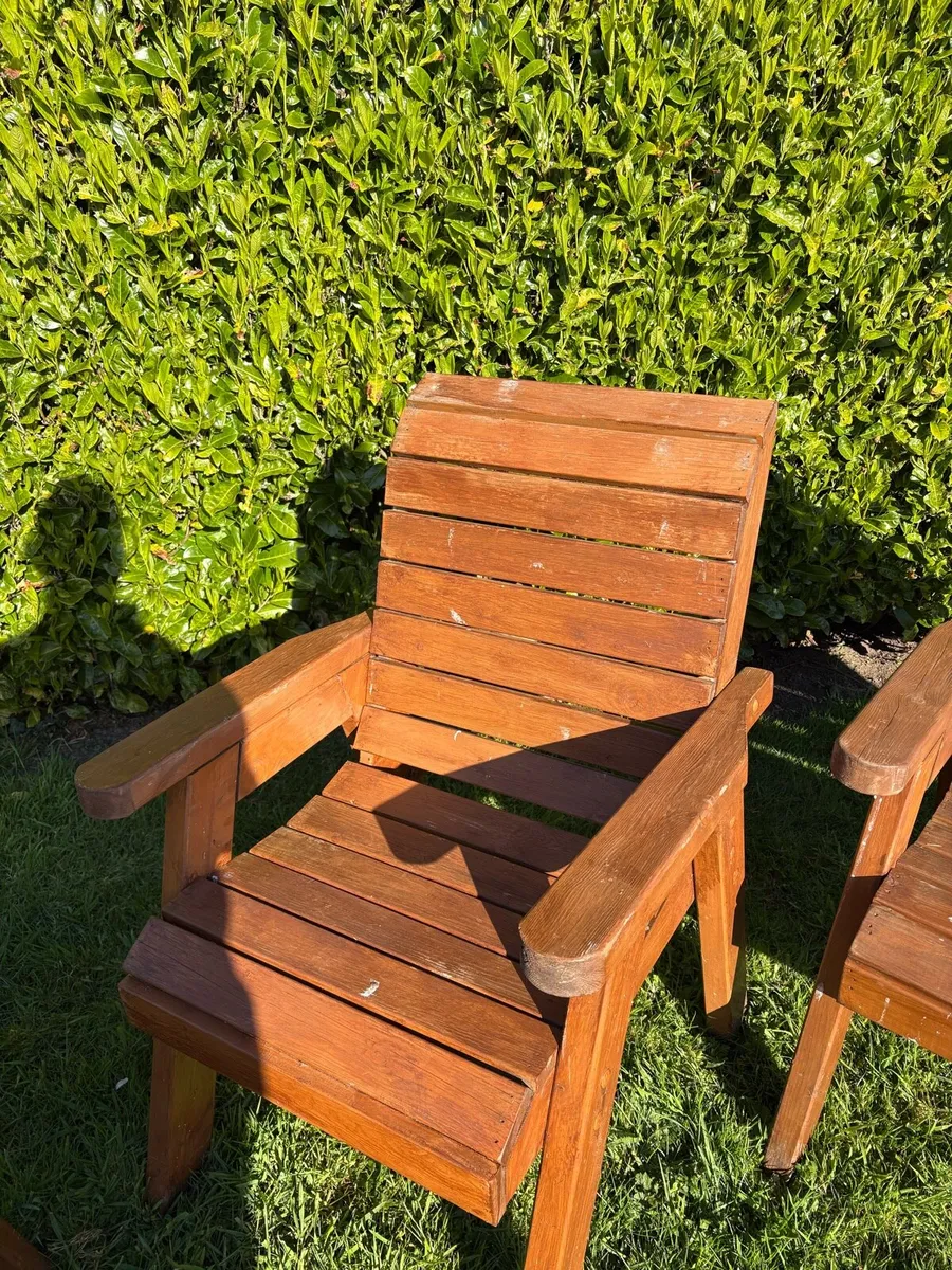 Wooden outdoor table and chairs - Image 3