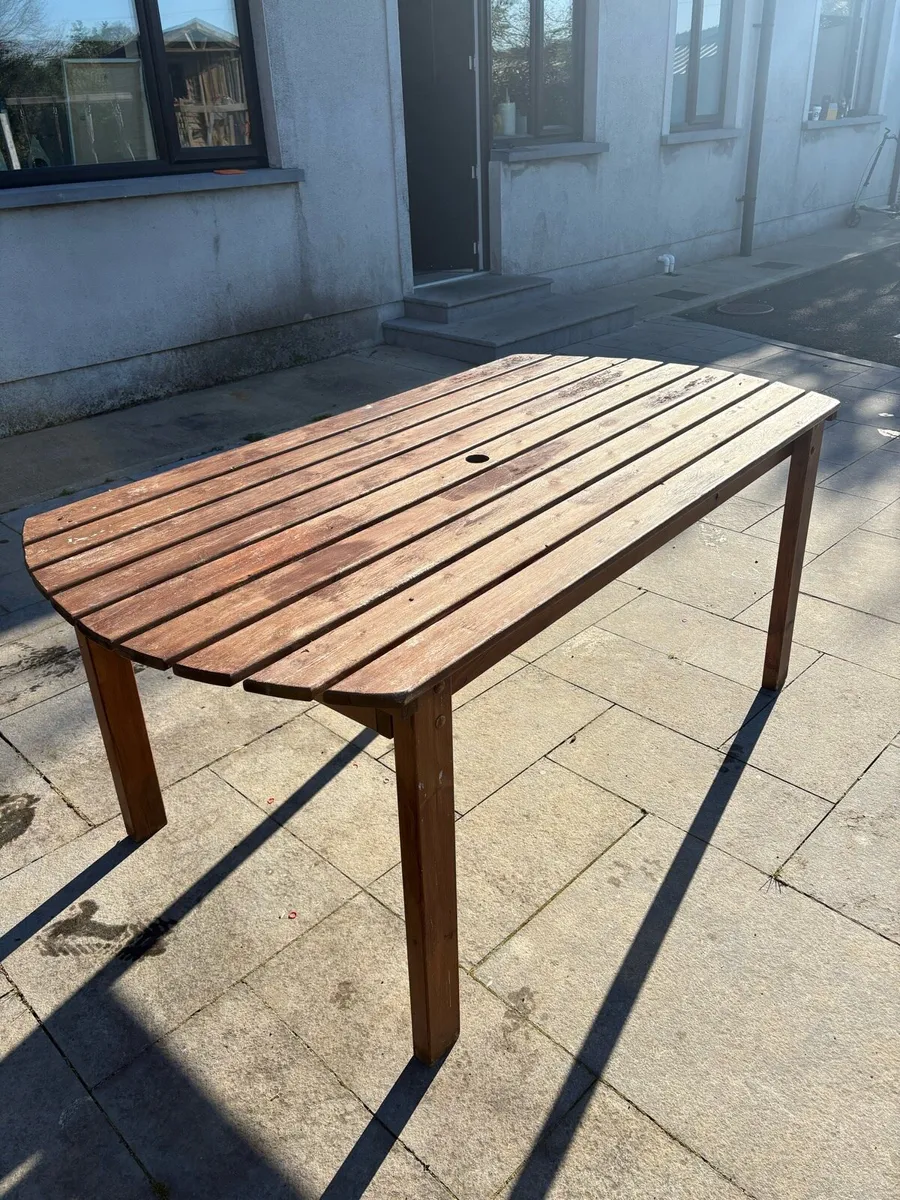 Wooden outdoor table and chairs - Image 4