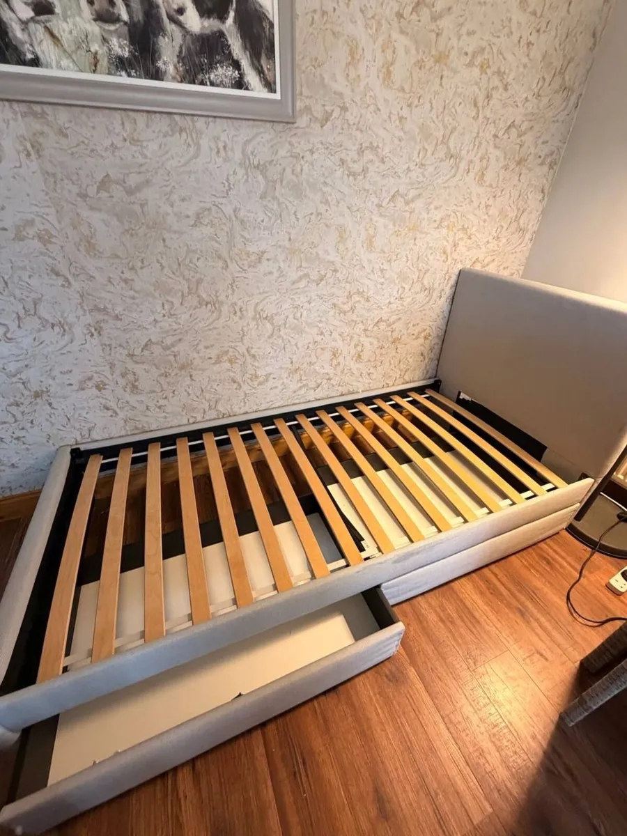 Single bed with 2 drawers - metal frame - Image 2