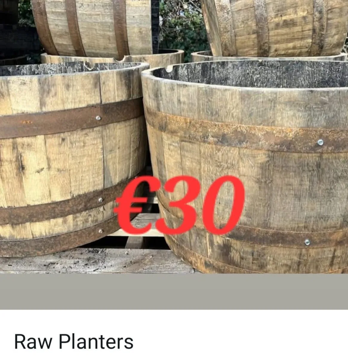 Half Whiskey Barrel Garden Planters- Eco-Friendly - Image 1