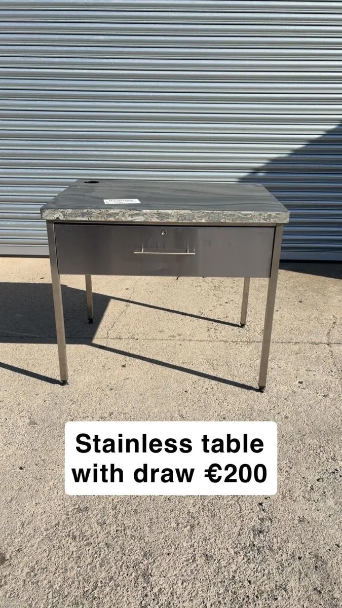 Stainless Table With Drawers - Image 1