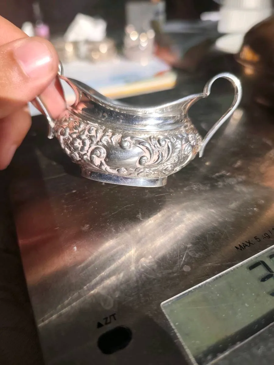 Sterling silver antique creamers and sugar bowls - Image 1