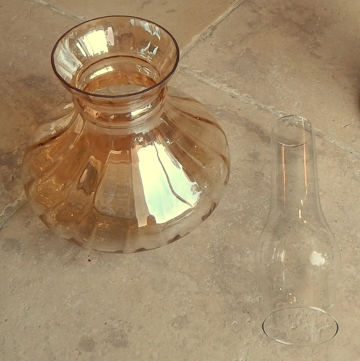 Vintage Brass & Glass Oil Lamp with Double Wick - Image 4