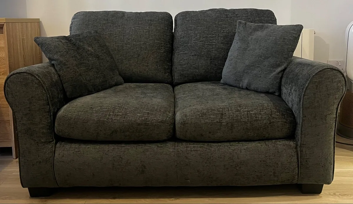 2 & 3 Seater Dark Grey Fabric Sofas - Image 2