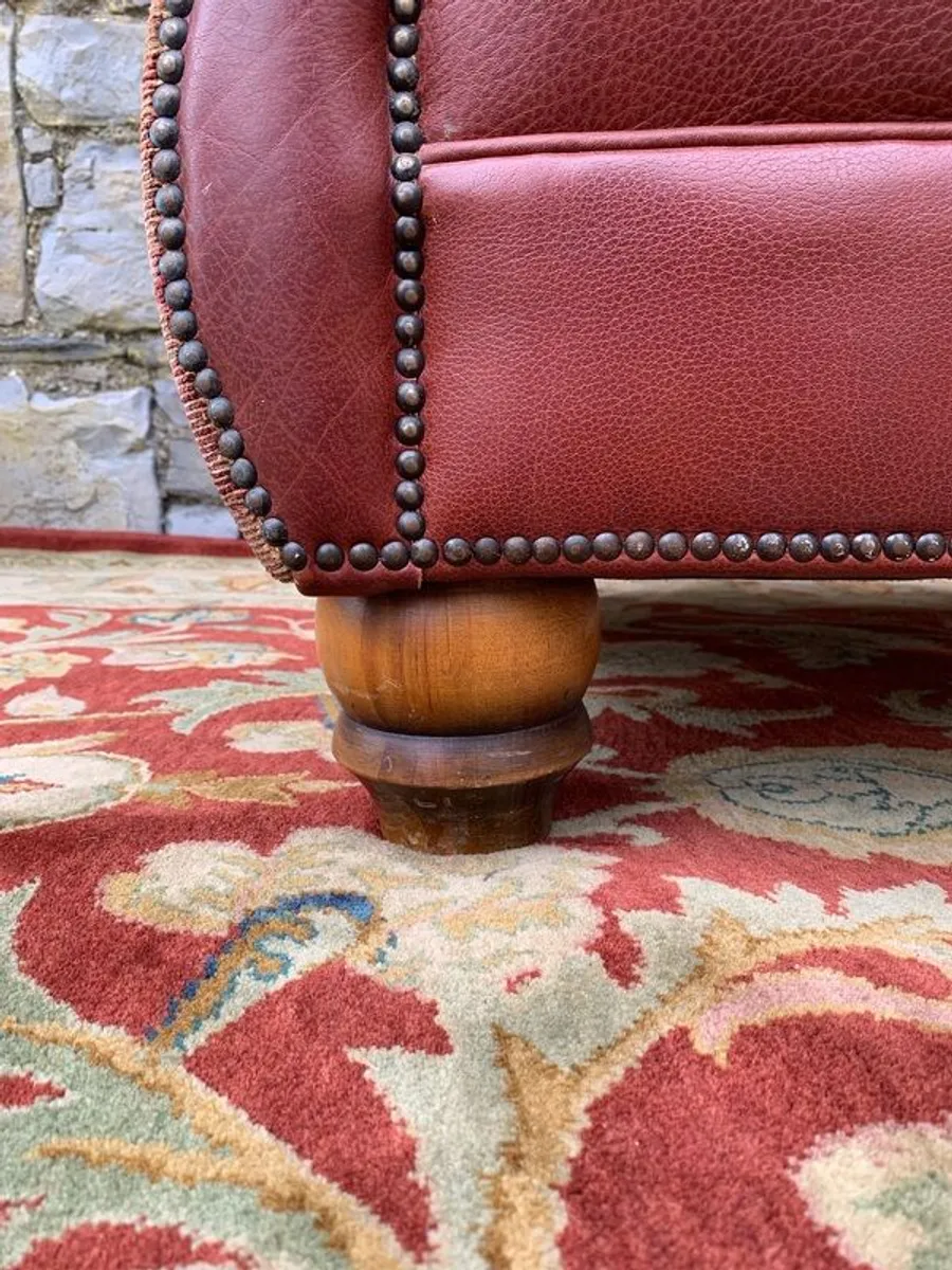 Leather and Kilim Upholstered Wingback Armchair - Image 4