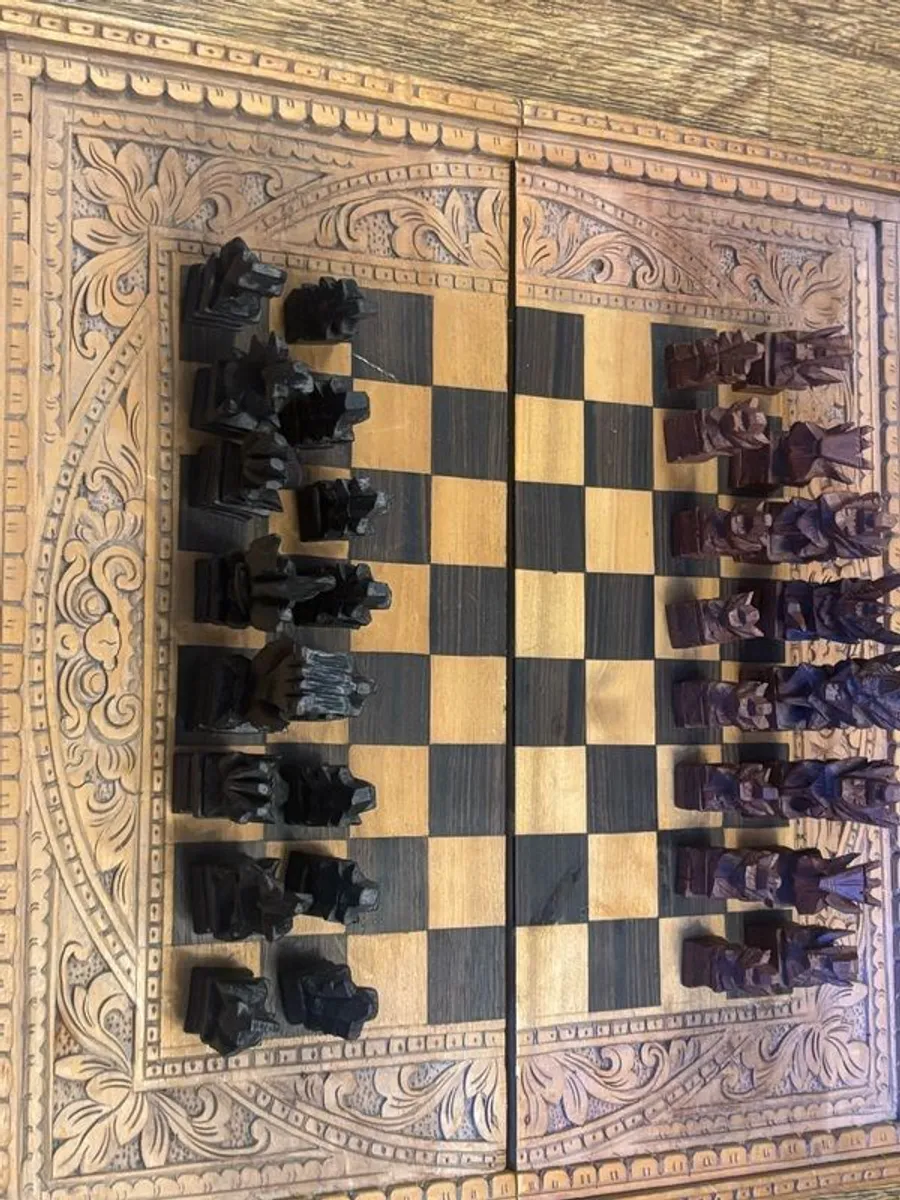 Vintage Chess board and Backgammon crafted by hand - Image 1