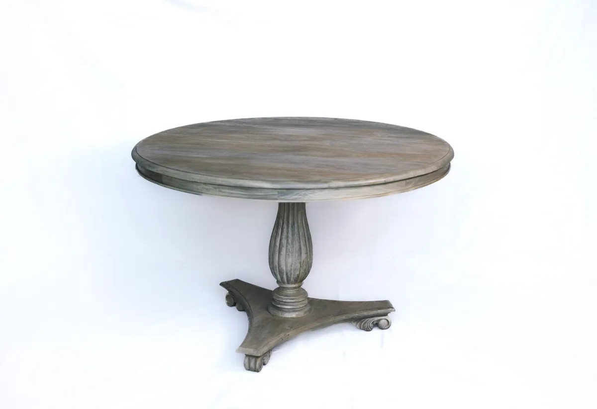 Round dining table (Solid Belached Mahogany) - Image 2