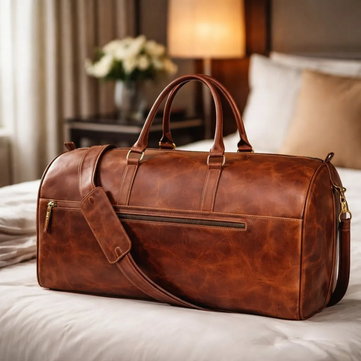 Premium Genuine Leather Travel Duffel Bag - Image 4