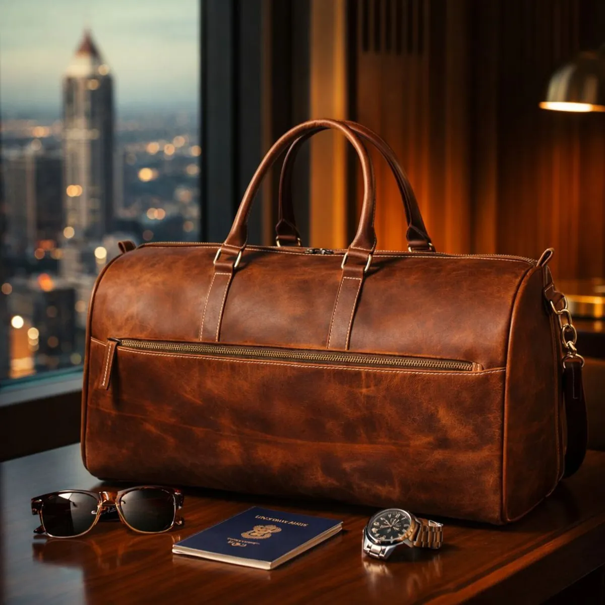 Premium Genuine Leather Travel Duffel Bag - Image 1