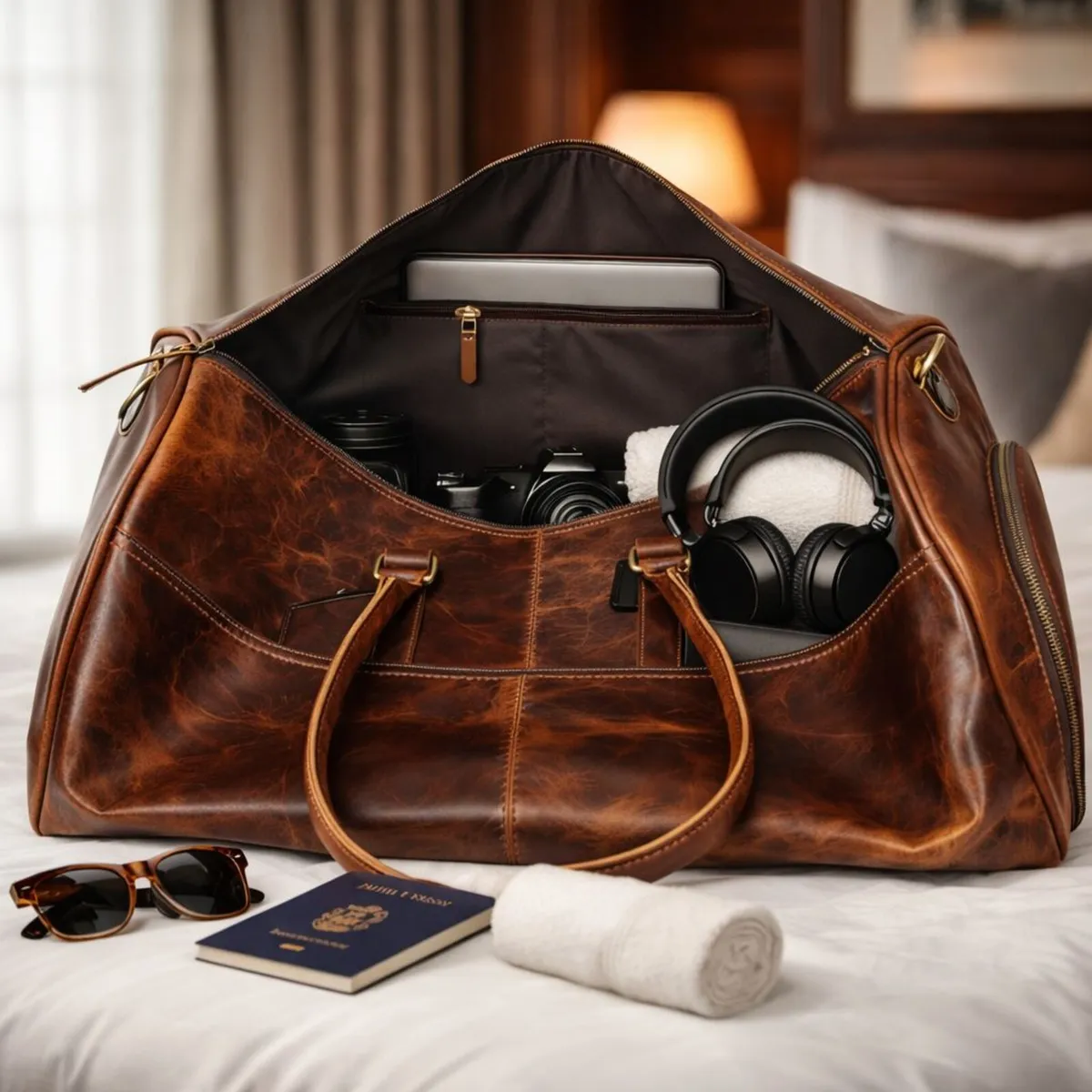 Premium Genuine Leather Travel Duffel Bag - Image 3
