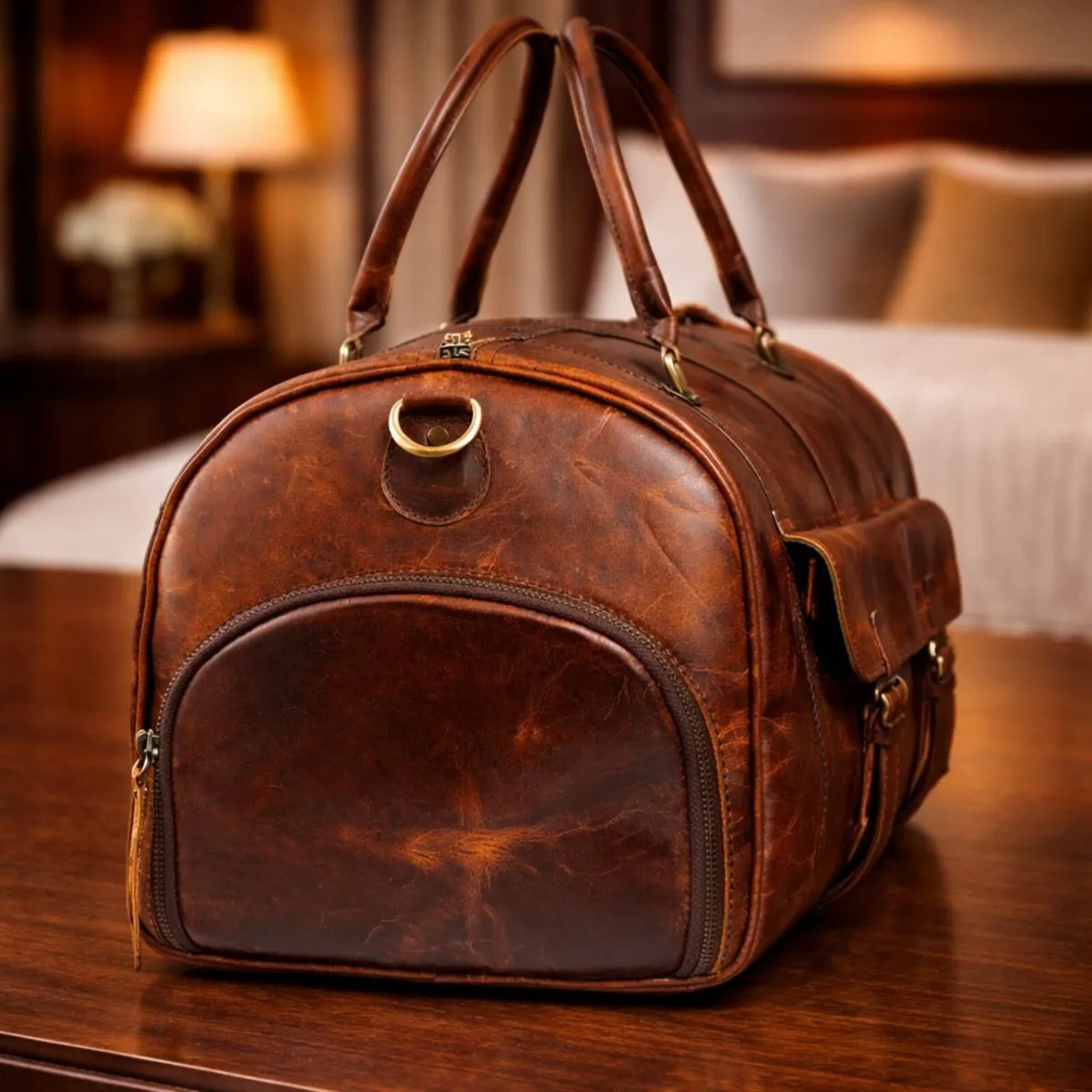 Premium Genuine Leather Travel Duffel Bag - Image 4
