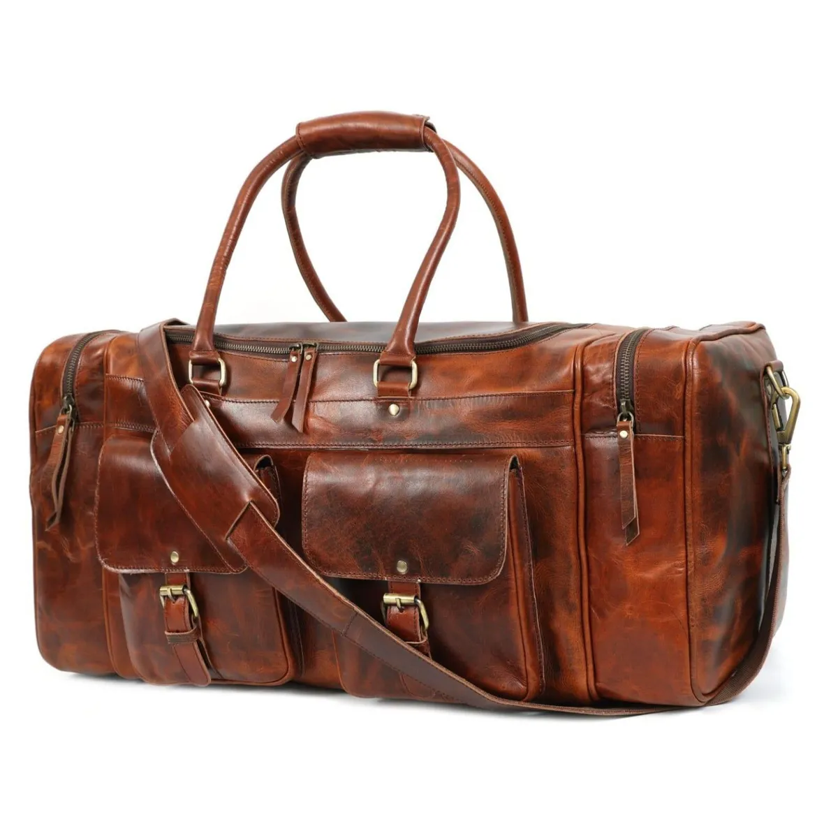 Premium Genuine Leather Travel Duffel Bag - Image 2
