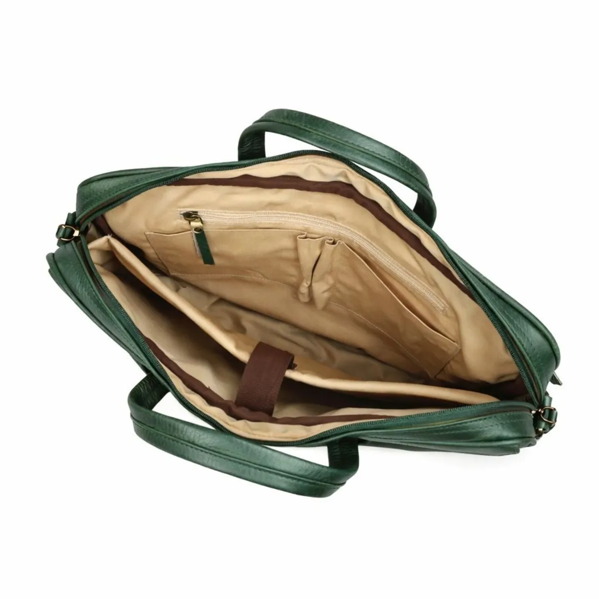 Premium Green Genuine Leather Laptop Bag - Image 3