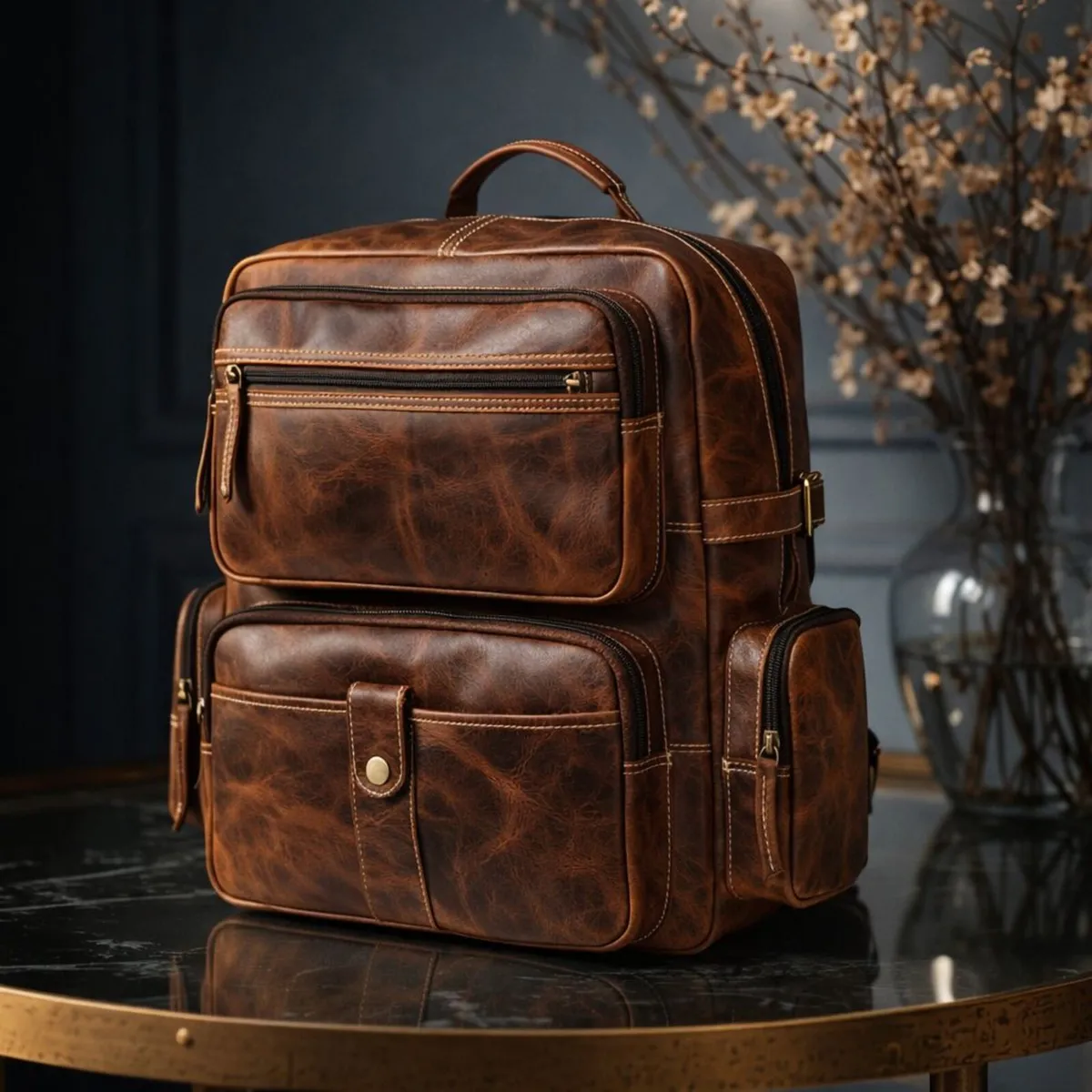 Unisex Leather Backpack Premium Travel Laptop Bag - Image 1