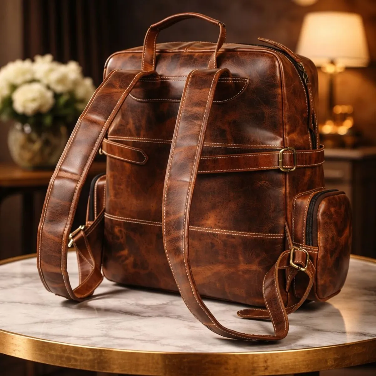 Unisex Leather Backpack Premium Travel Laptop Bag - Image 3