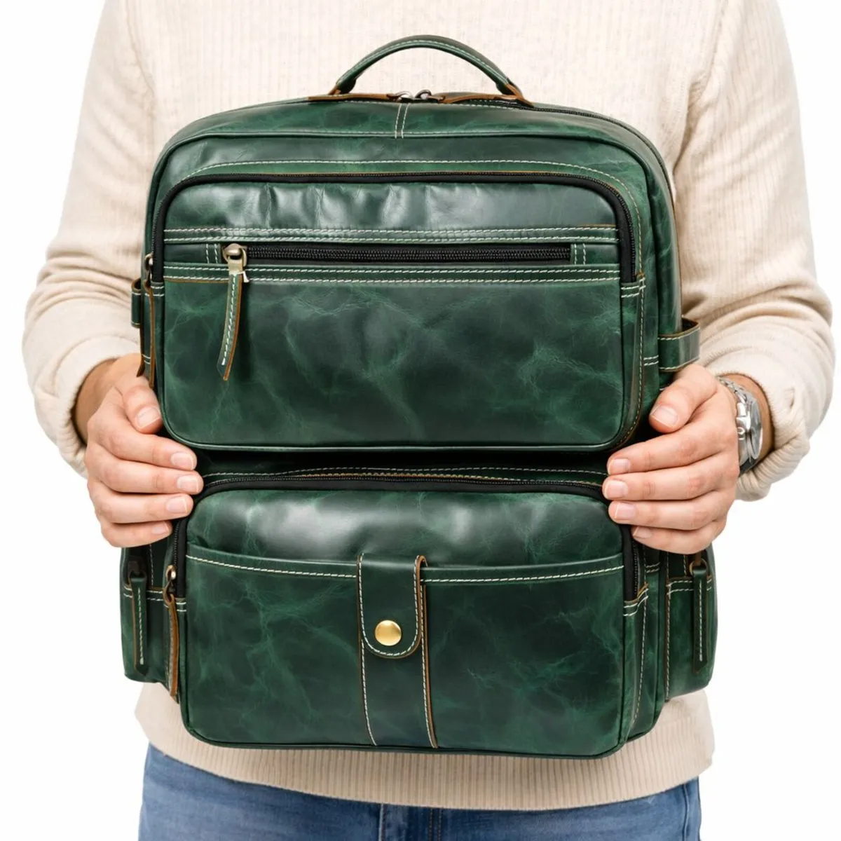 Unisex Leather Backpack Premium Travel Laptop Bag - Image 2