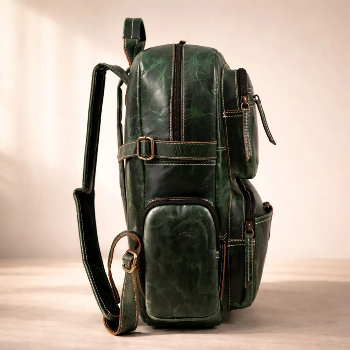 Unisex Leather Backpack Premium Travel Laptop Bag - Image 4