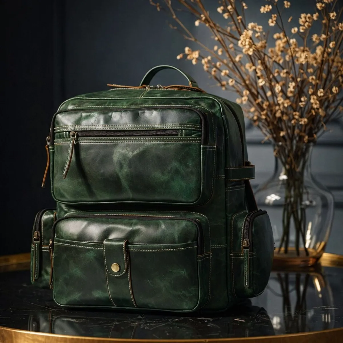 Unisex Leather Backpack Premium Travel Laptop Bag - Image 1