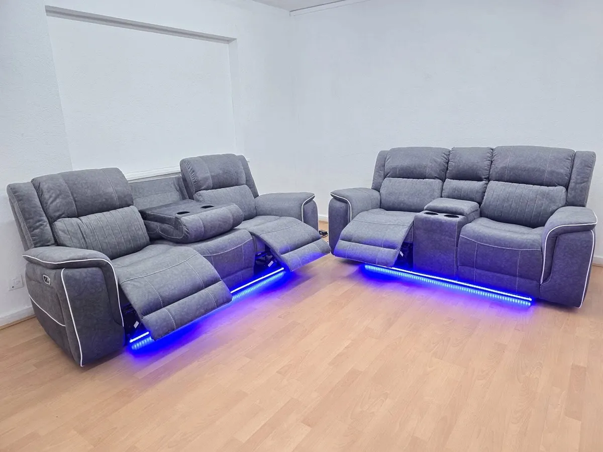 Hannan 3+2 Micro Fabric Electric Recliner Sofa - Image 1