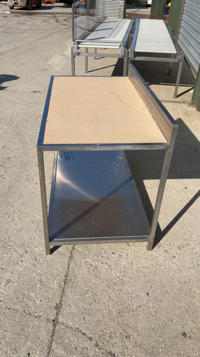 Stainless frame workbench with wooden top - Image 2