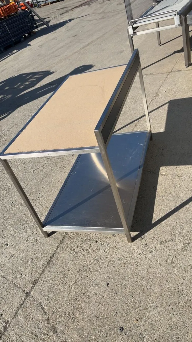 Stainless frame workbench with wooden top - Image 3