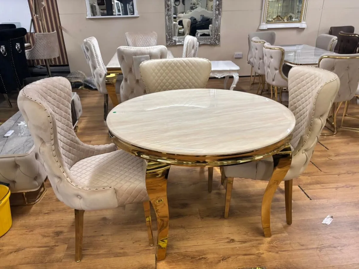 Marble Kitchen Dining Table With Chairs - Image 3