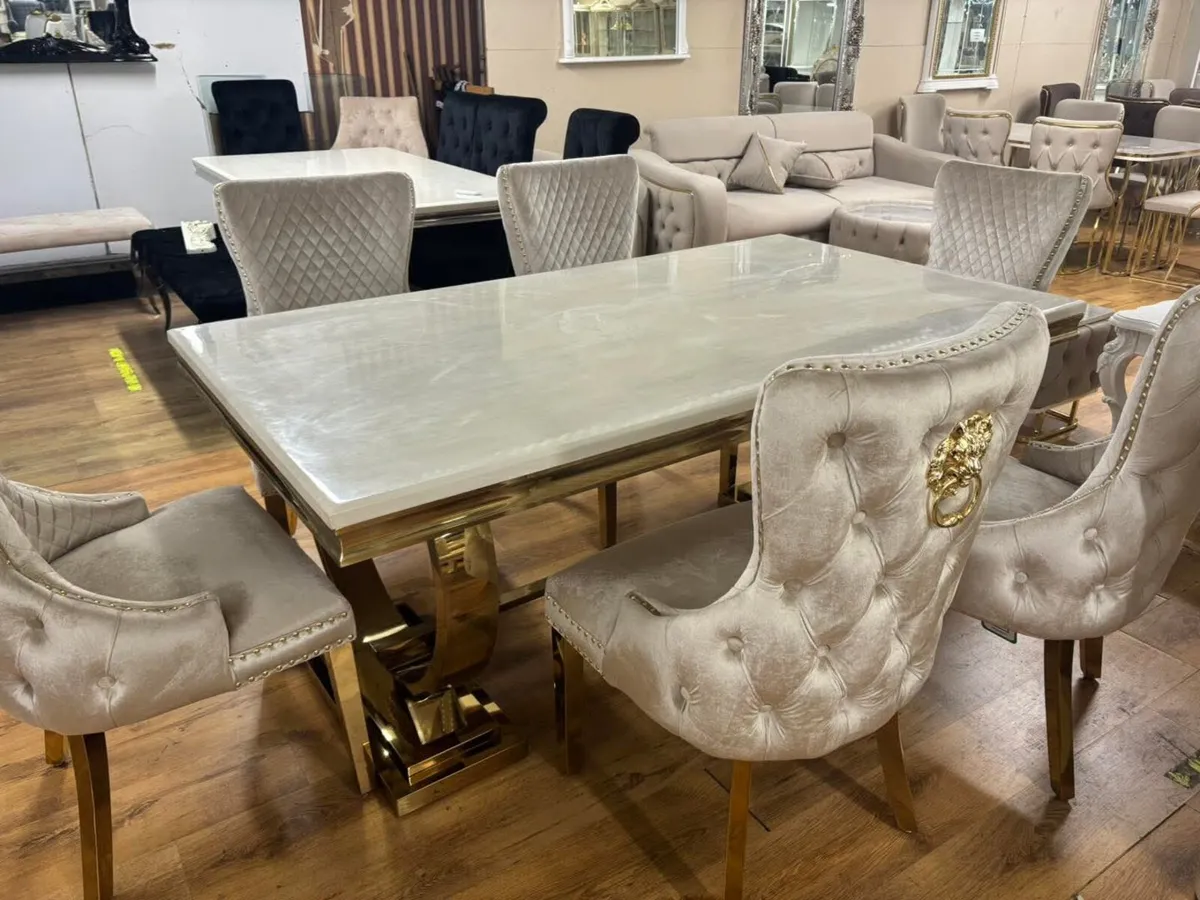 Marble Kitchen Dining Table With Chairs - Image 2