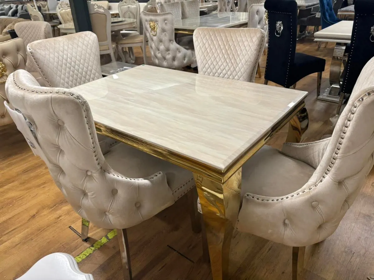 Marble Kitchen Dining Table With Chairs - Image 1
