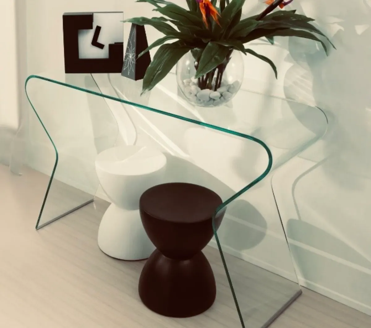 Curved Glass Console & Coffee Table - Image 1