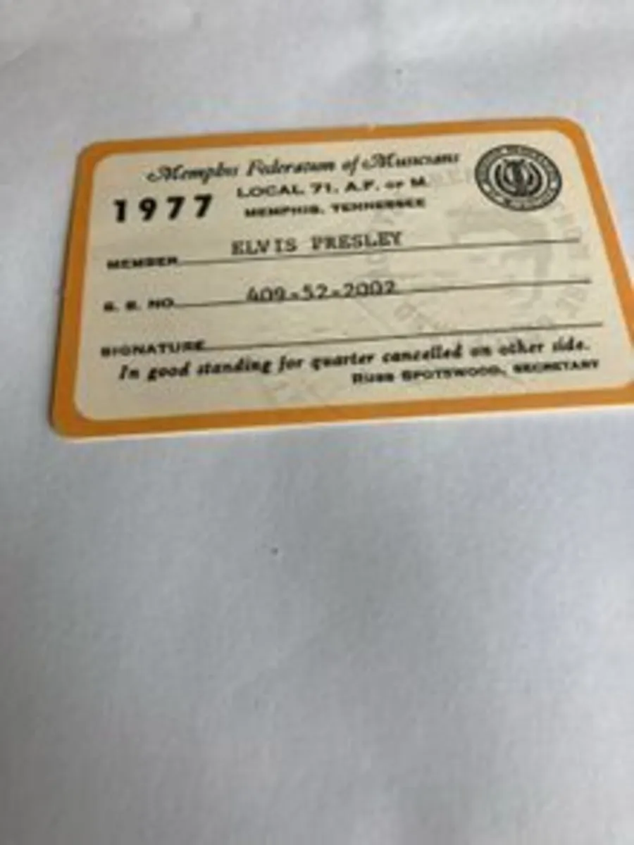 Elvis Memorabilia- Memphis Federation of Musicians