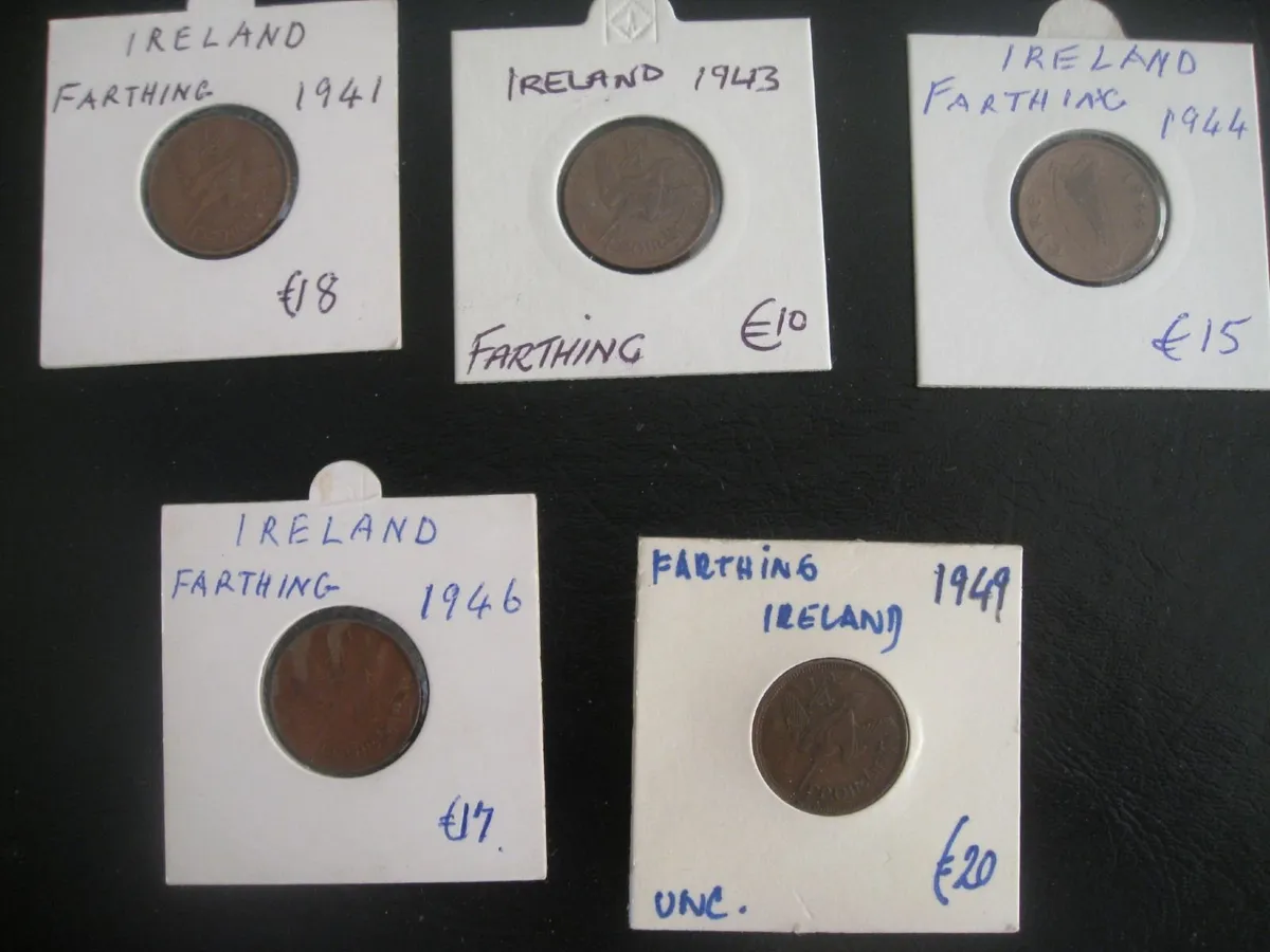 Irish Farthings 1941/43/44/46/49 - Various Prices - Image 1
