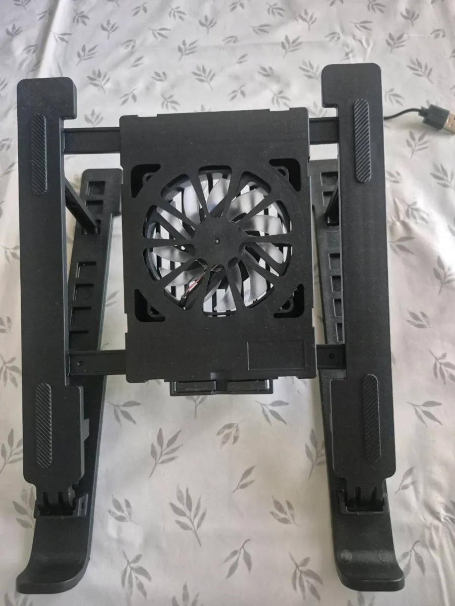 Adjustable Laptop Stand with USB Cooling Fan - Image 1
