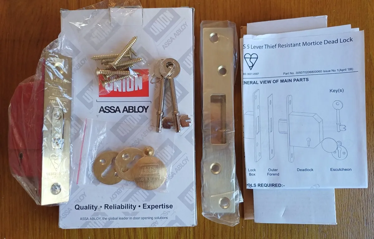 5 Lever Mortice Dead-lock - Brass Finish (NEW) - Image 2