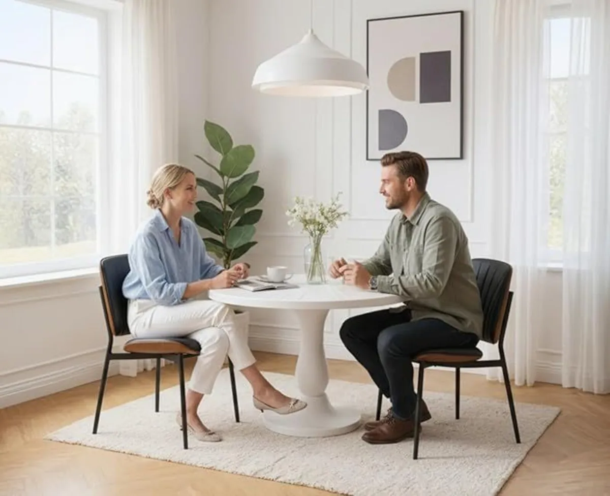 Set of 2 Faux Leather Dining Chairs - Image 3