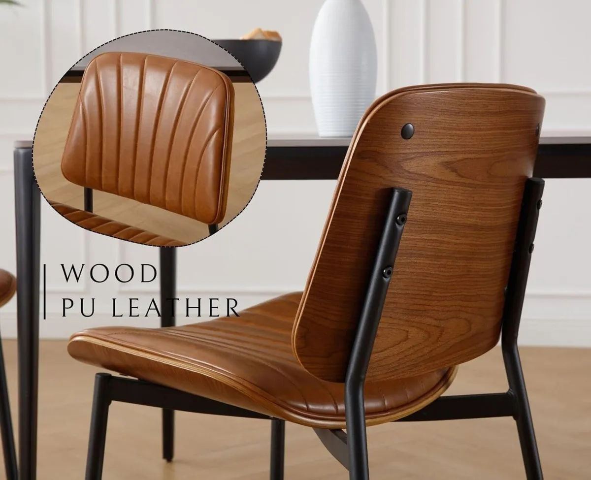 Set of 2 Faux Leather Dining Chairs - Image 2