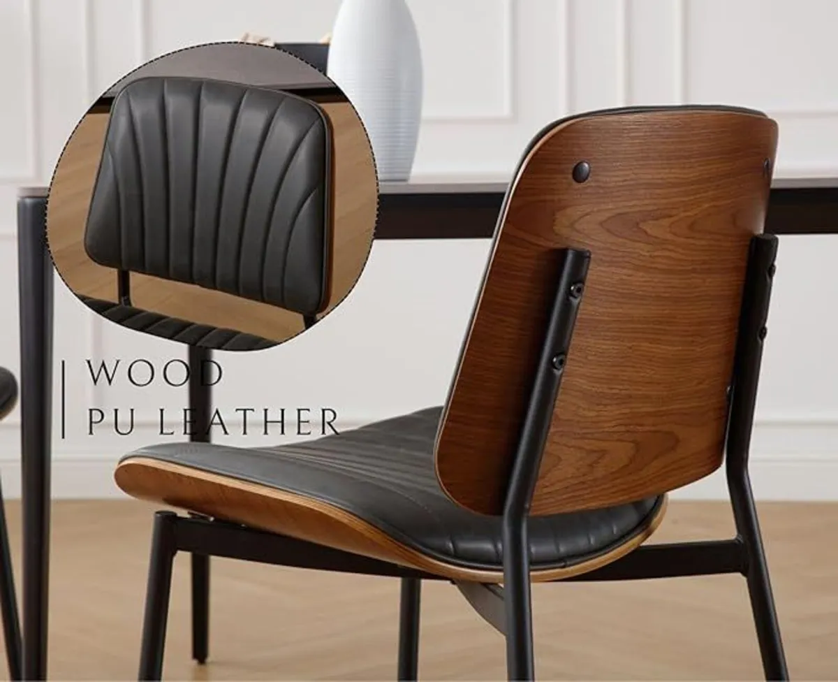 Set of 2 Faux Leather Dining Chairs - Image 2