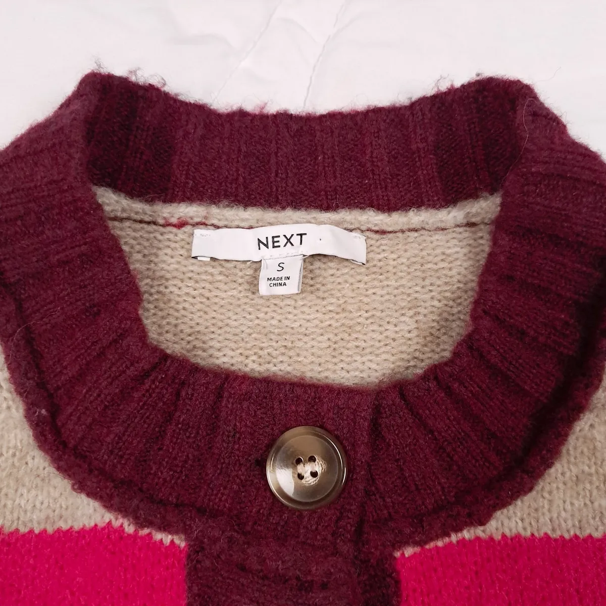 Next Pink Orange Colorblock Cardigan Size S - Image 4