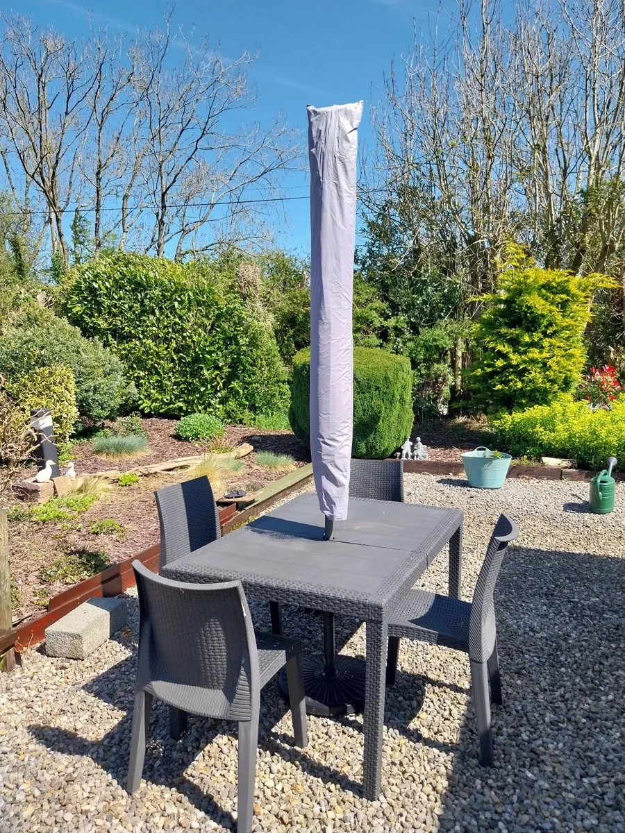 BBQ Table and Chairs with Parasol - Image 3