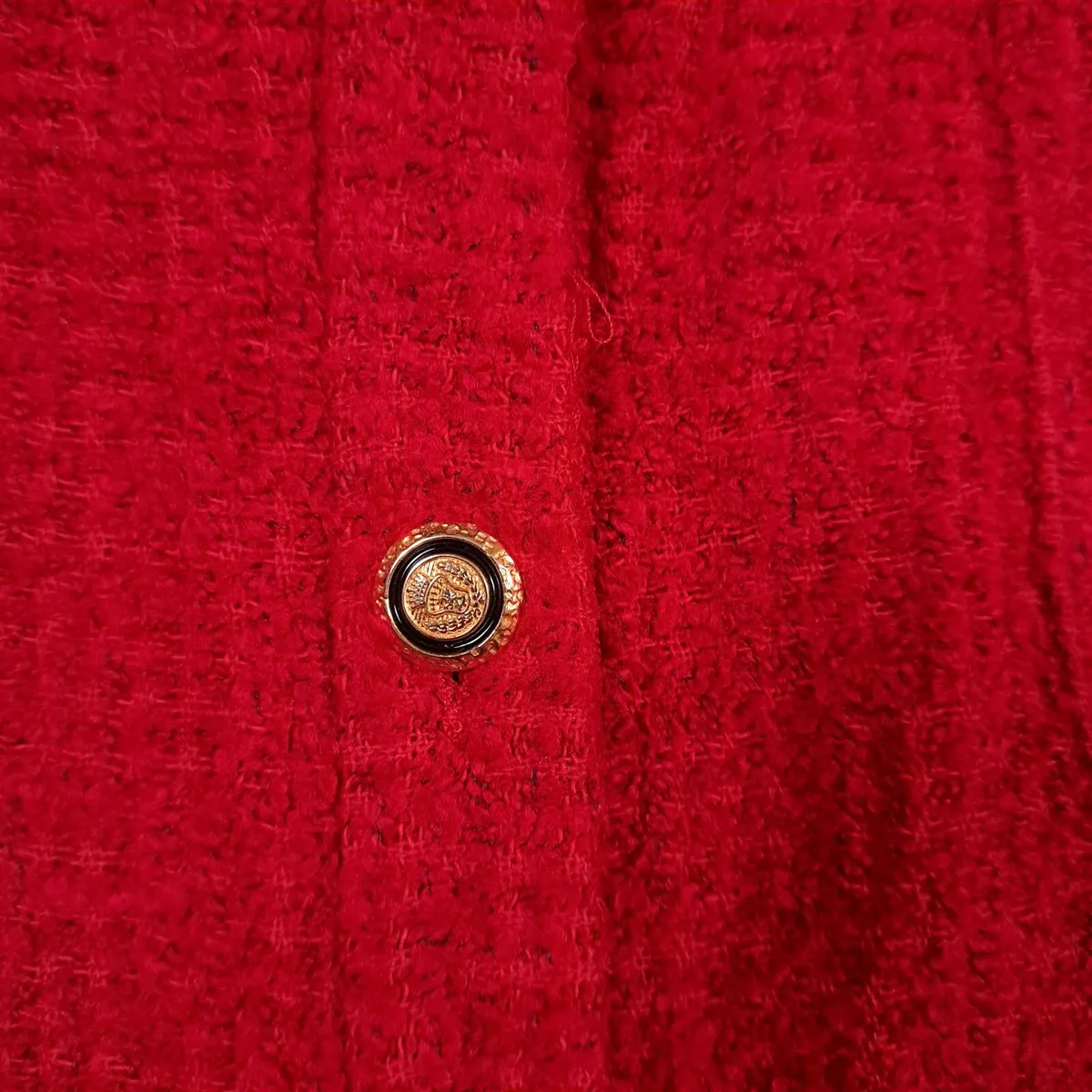 Zara Red Textured Gold Button Knit Dress S - Image 4