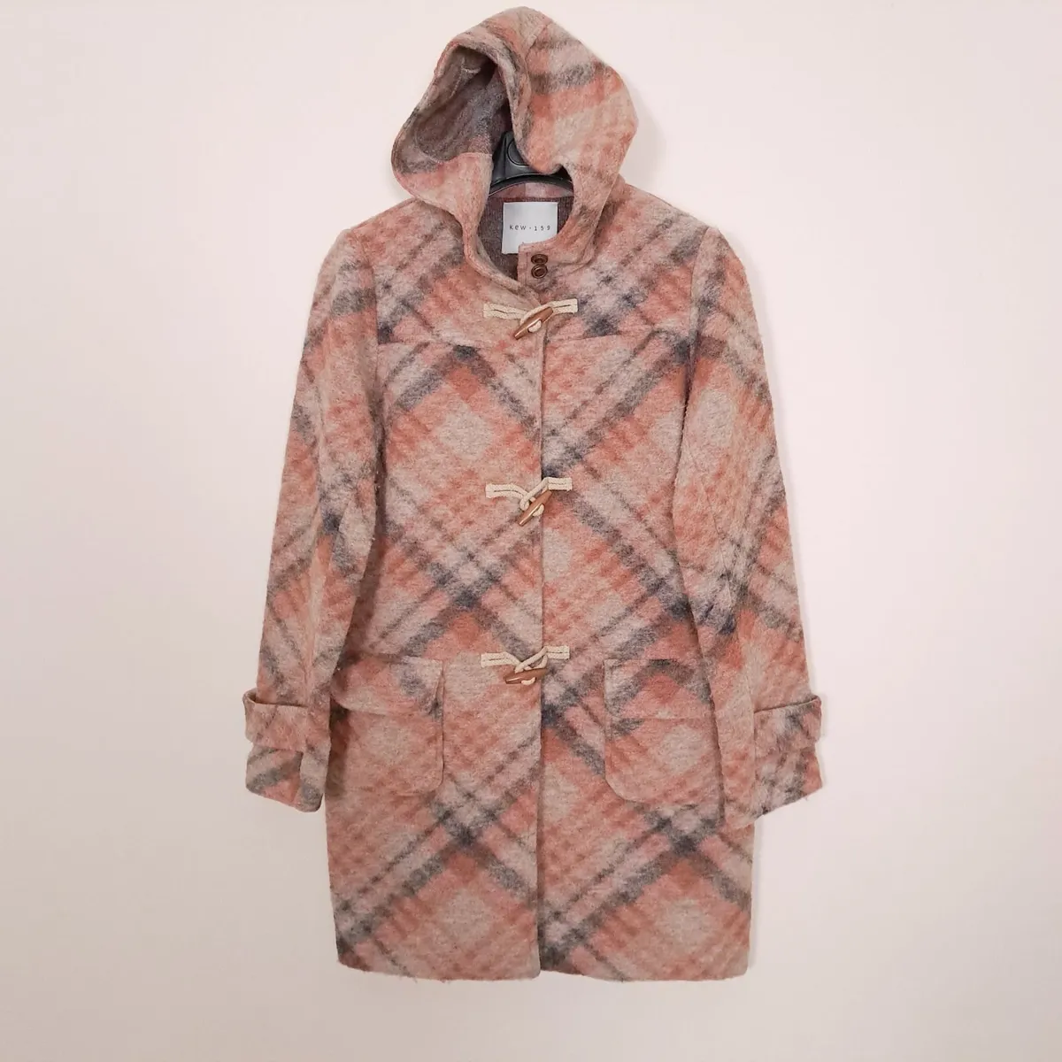 Kew 159 Vintage Orange Plaid Duffle Coat 12UK - Image 1