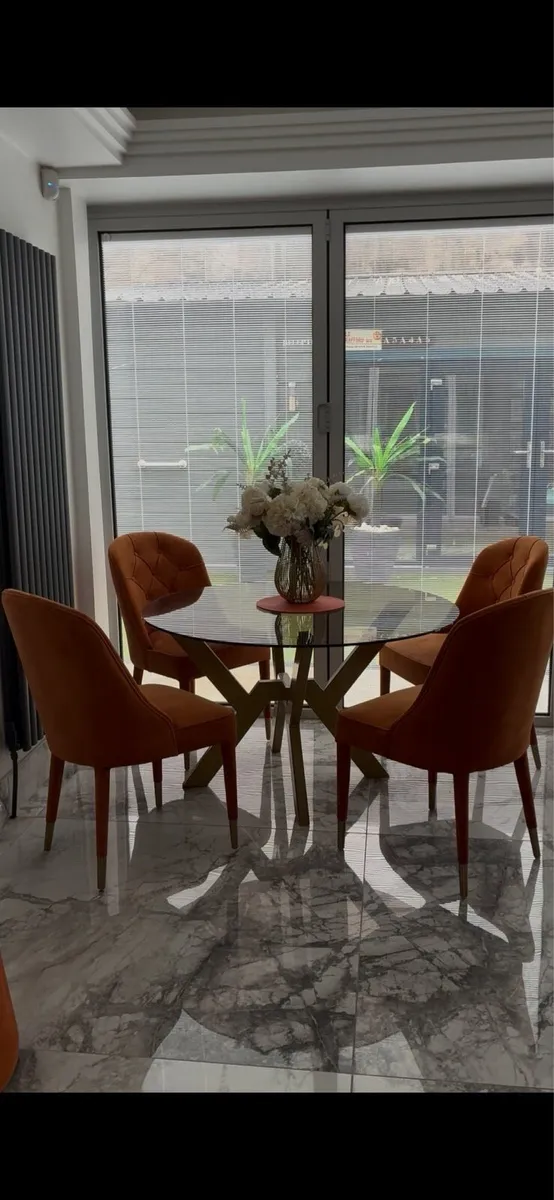 Dinning room table and chairs and bench - Image 1