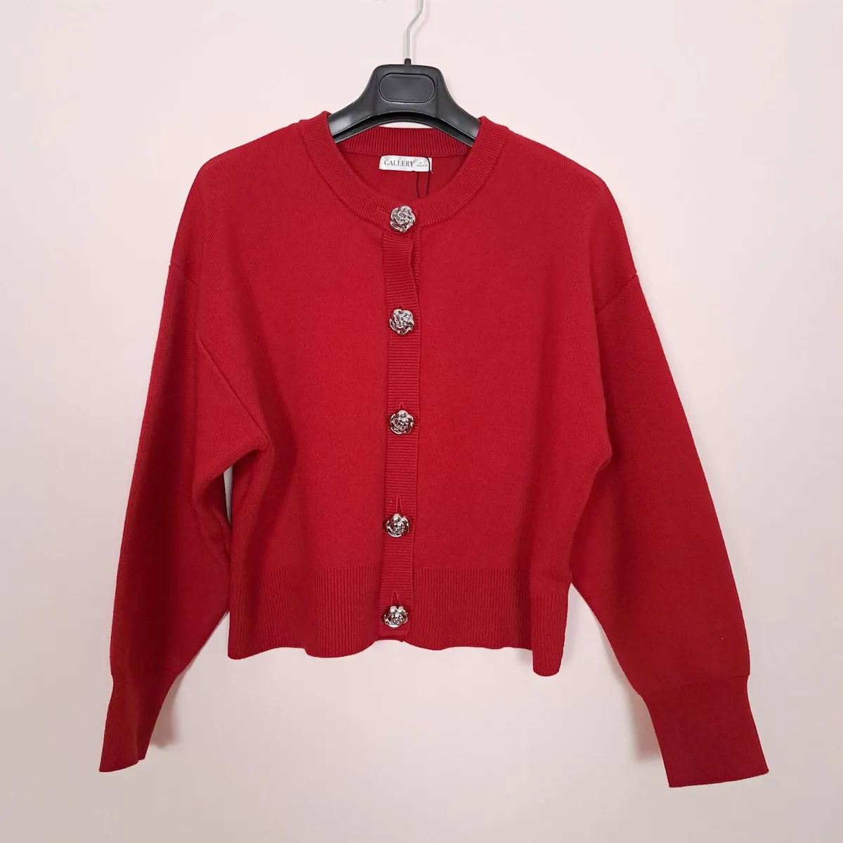 Dunnes Red Cardigan Floral Buttons 16UK/44EU - Image 1